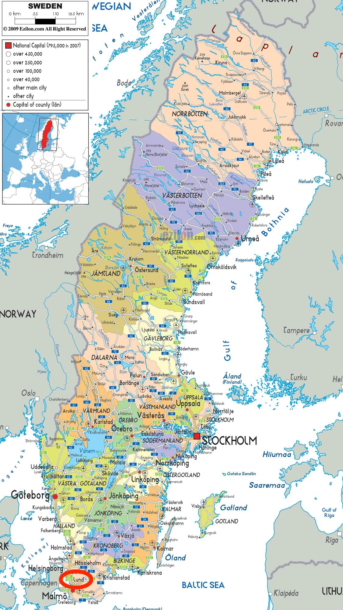 карта лунд Швеция
