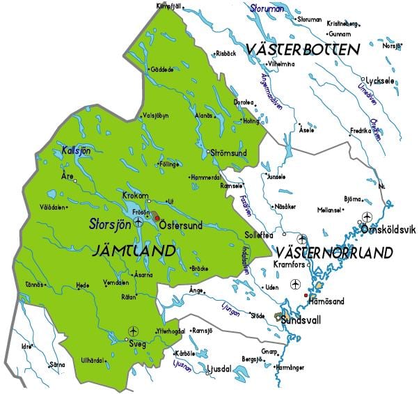 карта Jamtland Швеция