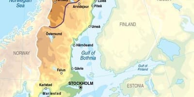 Карта Швеции высоте
