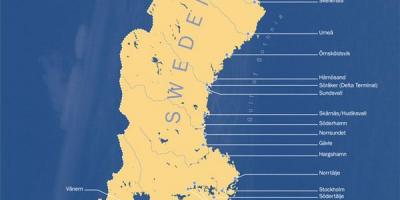 Карта Швеции порты
