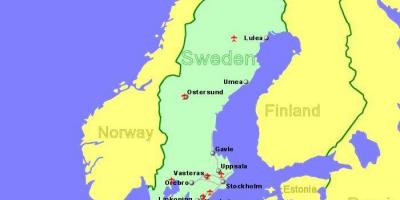 Карта аэропортов в Швеции